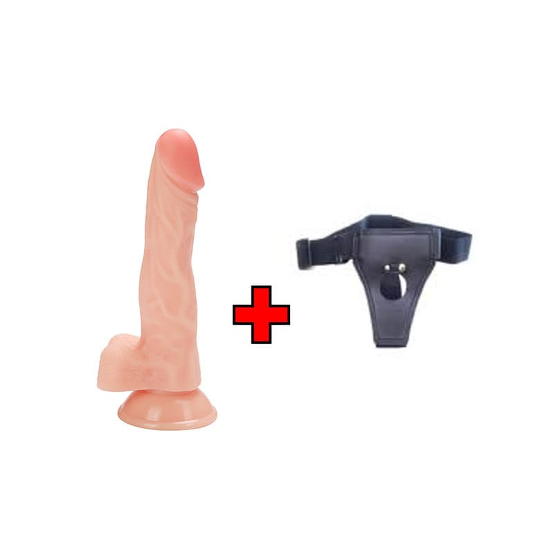20 Cm. Jaydon Ultra Gerçekçi Doku Vantuzlu Testisli – Belden Bağlamalı Kemerli – Dildo