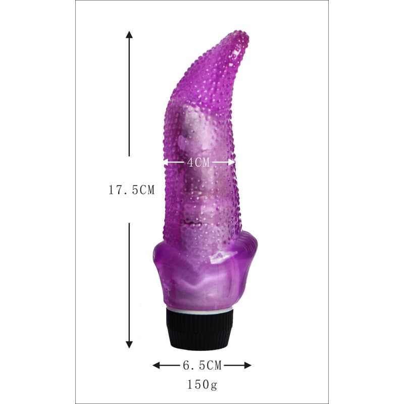 Tongue Kiss – Dil Dokulu Renkli Titreşimli Jel Vibratör (Mor)